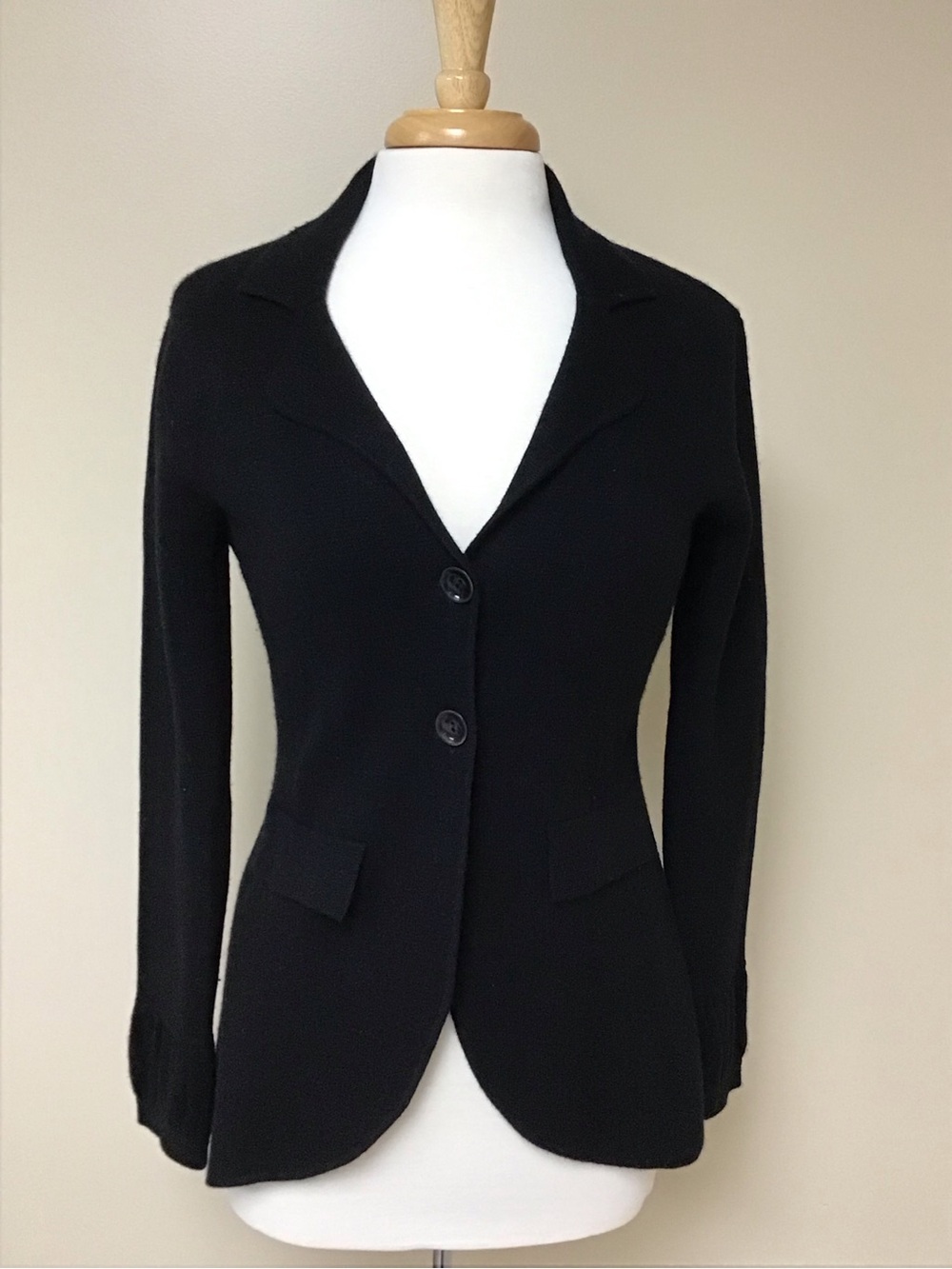 Raffi 100% Cashmere Black Tuxedo Knit Blazer Size M